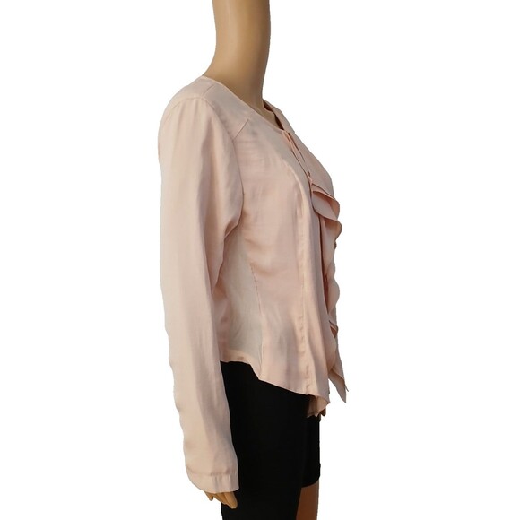 Jennifer Lopez Sz 10 Pink Ruffle Zip Up Front Taylored Jacket Style Club Top - Picture 7 of 11